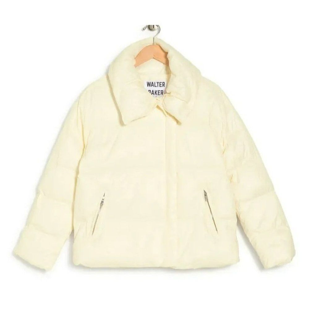Walter Baker Genesis Puffer Jacket Sz L Winter White Front Zip Cozy & Warm NEW - Picture 7 of 7